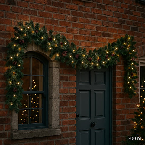 Ghirlanda Natalizia Siberiana 300 cm con Pigne | Decorazione Verde per Natale