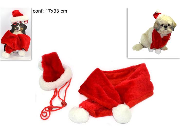 2S Cappellino e Sciarpa Babbo Natale per Cane  Costume Natalizio Taglia H24