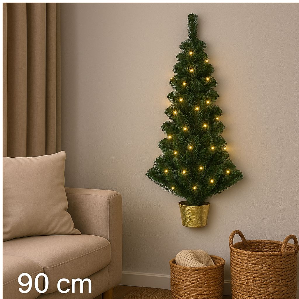 YLD03H100A002 Albero di Natale da Muro 90 cm con Luci LED  Design Salvaspazio