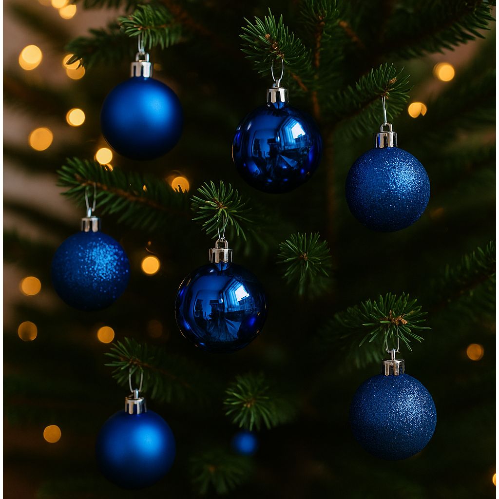 Set 36 Palline di Natale Blu da 6 cm  Opache, Lucide e Glitterate SM-D029B