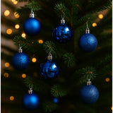 Set 36 Palline di Natale Blu da 6 cm  Opache, Lucide e Glitterate SM-D029B