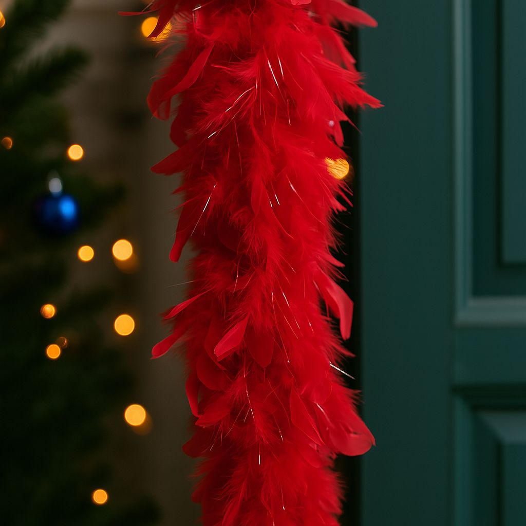 Sciarpa di Piume Rosse 40g  Accessorio Decorativo per Feste e Costumi EH-40G-RE