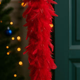 Sciarpa di Piume Rosse 40g  Accessorio Decorativo per Feste e Costumi EH-40G-RE
