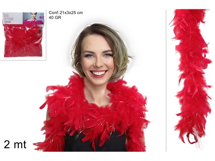 SCIARPETTA PIUME 40G COL. ROSSO accessorio costume