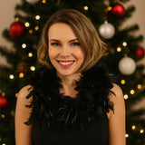 Sciarpa di Piume Nera 40g  Accessorio Elegante per Feste, e Travestimenti