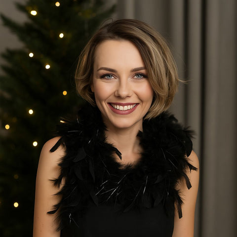 Sciarpa di Piume Nere 40g | Boa Piumato Elegante per Costumi e Feste