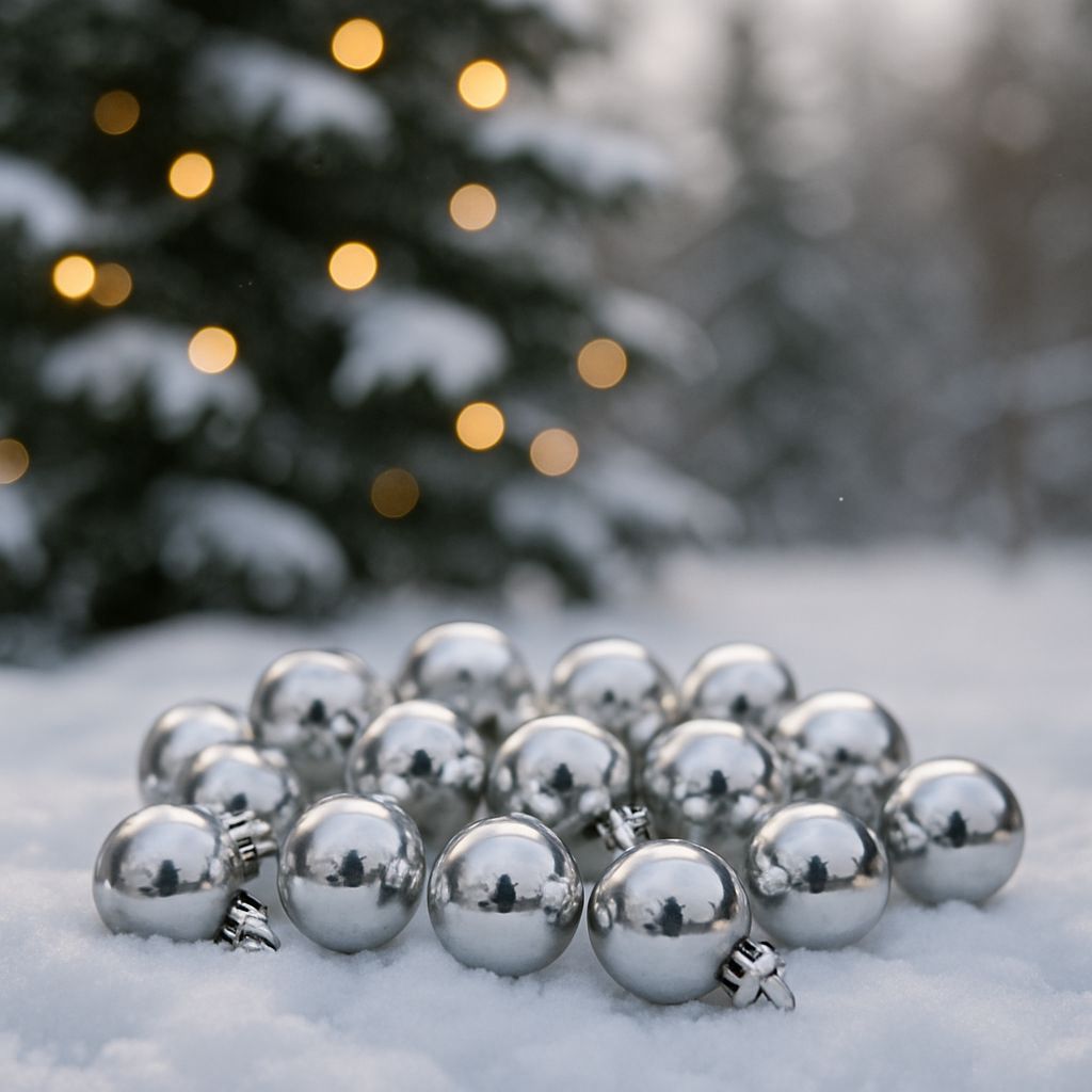 SV2524-01S02 Box 24 Palline di Natale Argento Lucide 2,5 cm decorazioni Albero