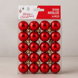 SV2524-01S03 Box 24 Palline Natale Rosse Lucide 2,5 cm  Decorazioni Albero