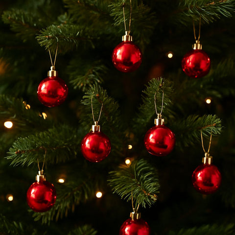 SV2524-01S03 Box 24 Palline Natale Rosse Lucide 2,5 cm  Decorazioni Albero