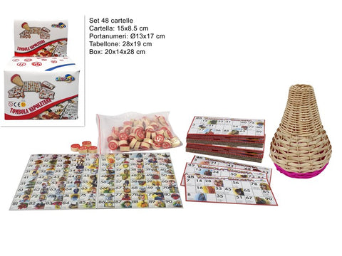 Tombola Napoletana Classica Gioco da Tavolo Tradizionale  48 Cartelle e Cestello