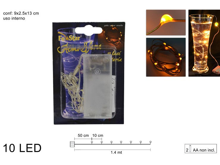 Filo 10 MicroLED Bianco Caldo a Batteria  Luce Decorativa DD20210002