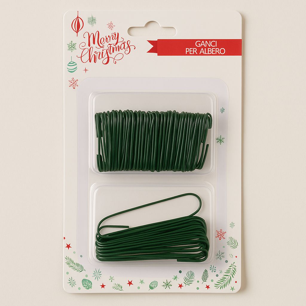 Ganci per Albero Natale 150 pz Verdi  3,8 cm e 6,3 cm  JM-14150G
