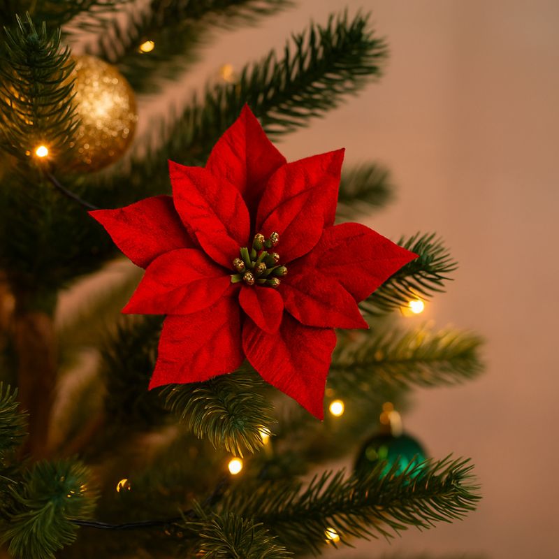 Stella di Natale artificiale 23 cm rossa per Albero e Decorazioni F34006-9/R