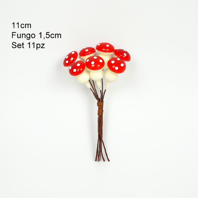 Chiudipacco e decorazioni Natalizio Mazzetto Funghetti 11 pz  TH03-4200
