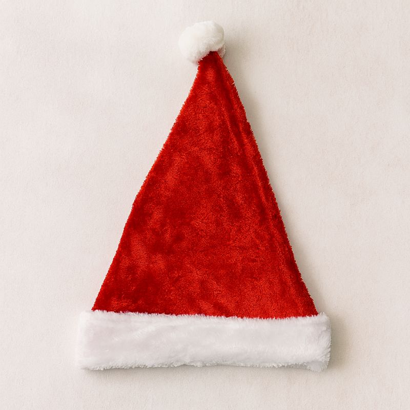 Cappello Babbo Natale in Velluto per Adulti  Morbido, Classico, Rosso HY19010