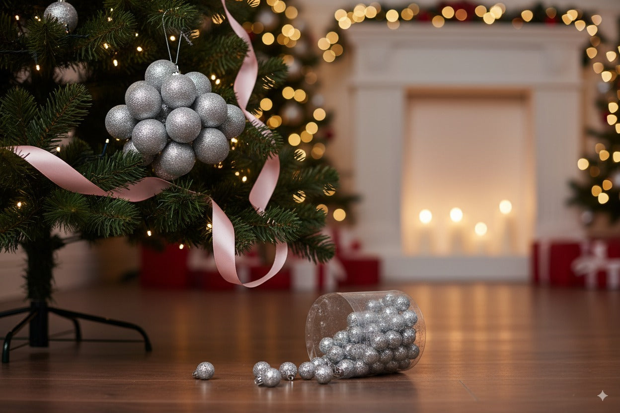 Box Palline di Natale Argento Ø6cm Decorazioni Albero Natale XY16-225