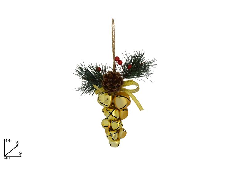 Grappolo di Campanelli in Metallo Oro Decorazione Natalizia Elegante 788834/G