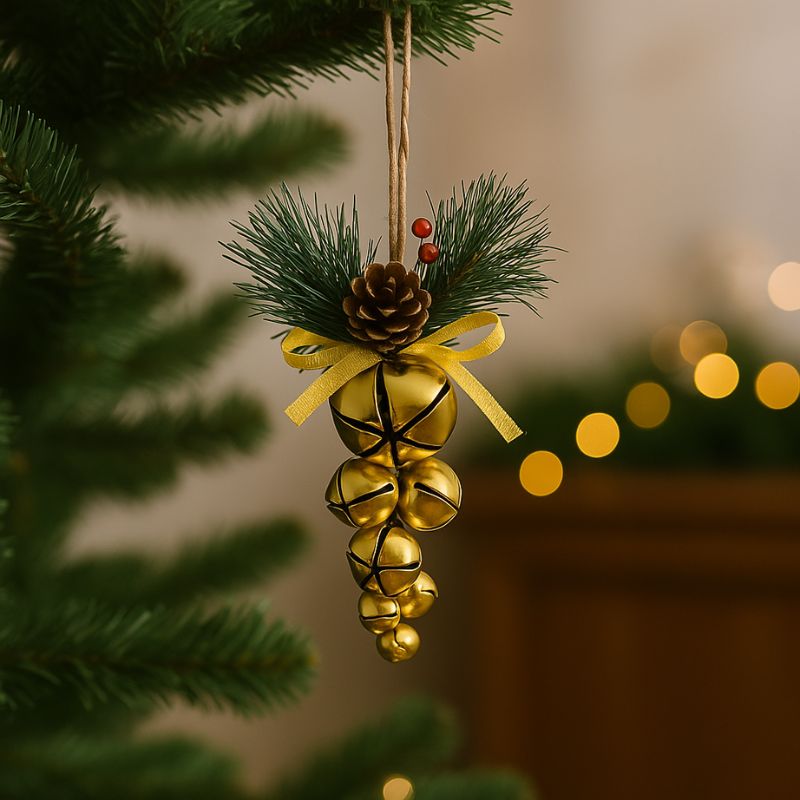 Grappolo di Campanelli in Metallo Oro Decorazione Natalizia Elegante 788834/G