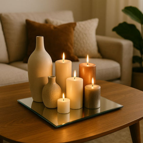 Specchio Decorativo Quadrato 30 cm  Base per Candele e Composizioni Natalizie