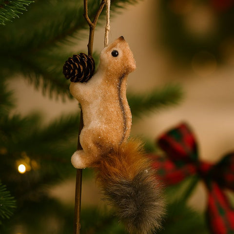 Ramo Appendino con Scoiattolo Marrone 30 cm Decorazione Rustica DF1-13883/BROWN
