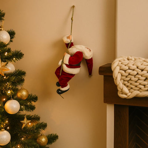 Babbo Natale con Corda 45 cm  Addobbo Natalizio da Appendere  YS19104