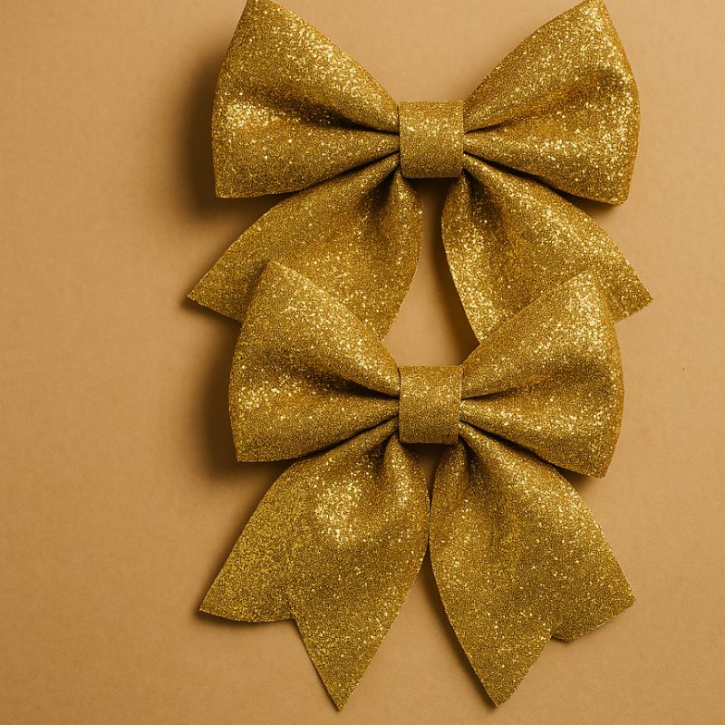 Fiocchi Glitterati Oro in Spugna  Set 2 Pezzi Decorativi  XNA18021521