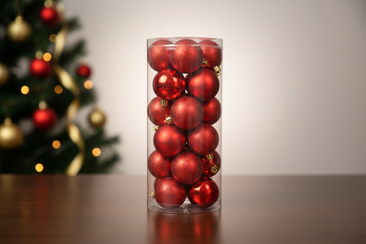 Palle di Natale Rosse Ø6 cm Set 24 Pezzi in Box 4 Assortimenti