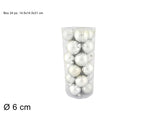 Set 24 Palle di Natale Silver Ø6 cm 4 Finiture  Box PVC 3A24E05G498/S