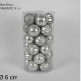 Set 30 Palle di Natale Silver Ø6 cm Decorazioni in Box PVC 6030-DIMK-02