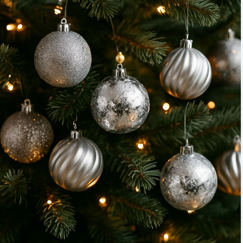 Set 30 Palle di Natale Silver Ø6 cm Decorazioni in Box PVC 6030-DIMK-02