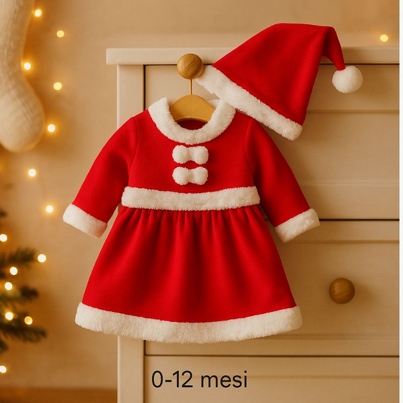 vestito babbo natale bimba 0/12 mesi (F.6.32) HY20014