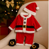 Vestito Babbo Natale Bimbo 0/12 Mesi  Costume Natalizio Neonato  HY20015
