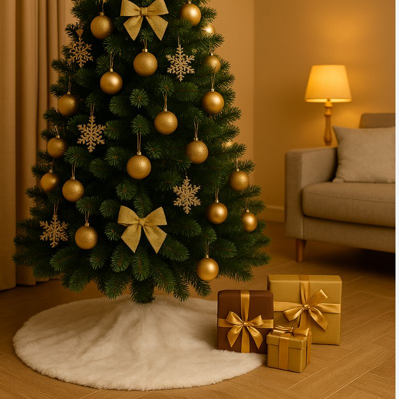 Tappeto Albero di Natale in Pelliccia Bianca Ø80 cm  Tree Skirt Elegante