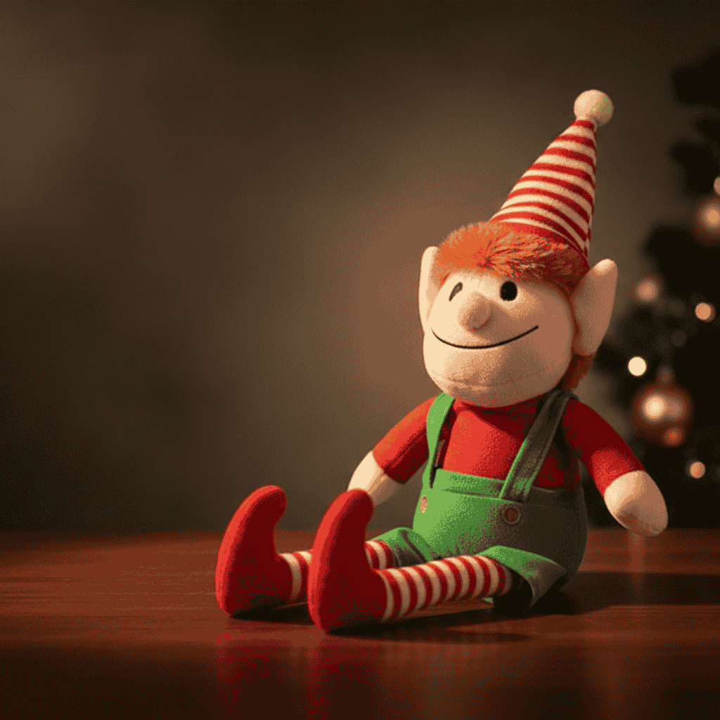 Elfo Peluche Parlante 27 cm Pupazzo Natalizio Ripete Tutto, Cappello a Strisce