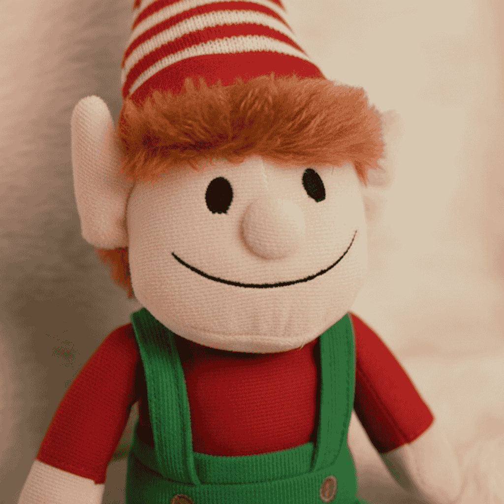 Elfo Peluche Parlante 27 cm Pupazzo Natalizio Ripete Tutto, Cappello a Strisce