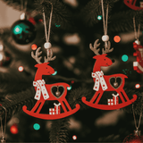 Appendino Renna in Legno Rosso  Set 2 Pezzi 11 cm SHY-W11921R