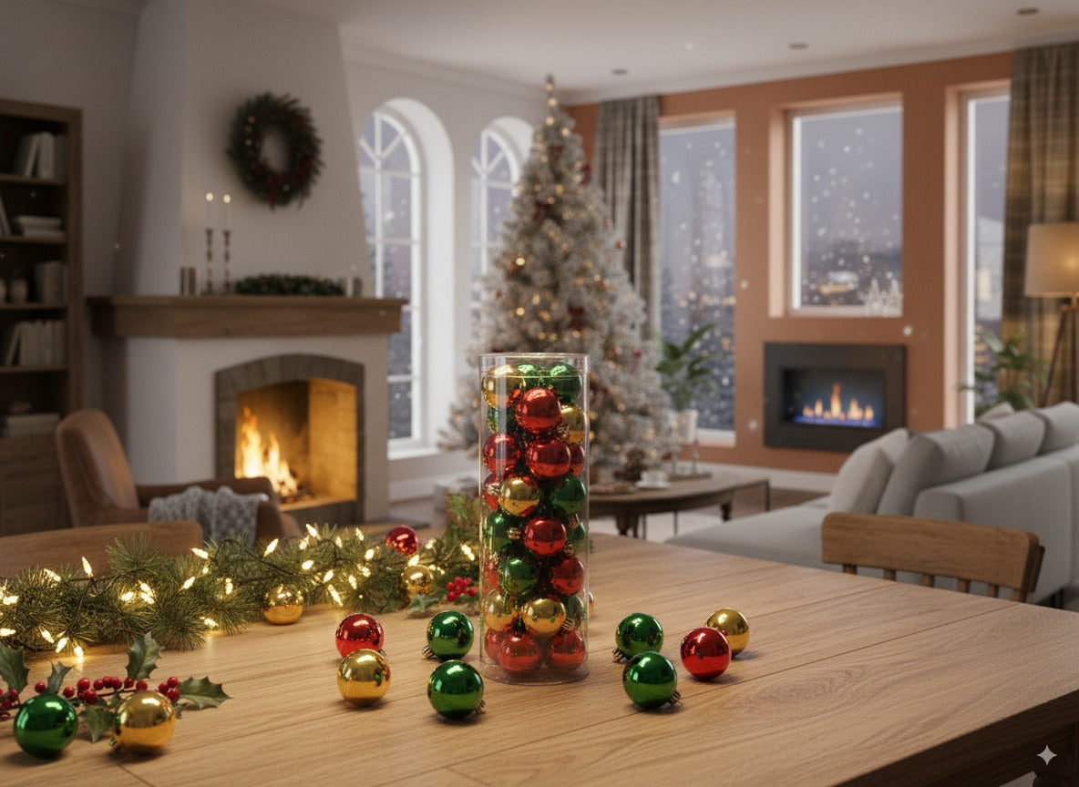 Set 32 palline di Natale 5 cm lucide verde, rosso e oro 3A32E043A32E04A/S05RDG