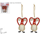 Appendini Gnomo di Natale con Cuore  Set 2 Pezzi SHY-W12874R/W