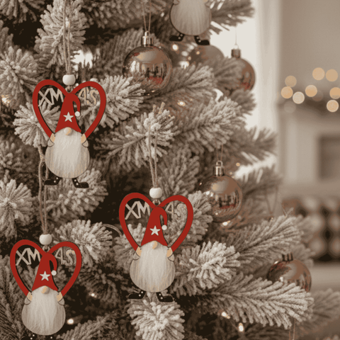 Appendini Gnomo di Natale con Cuore  Set 2 Pezzi SHY-W12874R/W