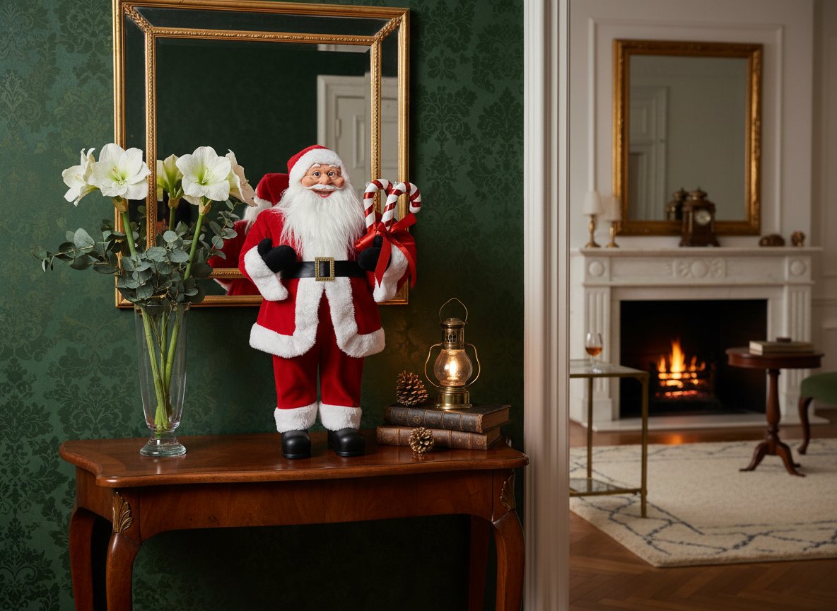 Babbo Natale 60 cm con Candy e Fiocco Decorazione Natalizia Elegante per Casa