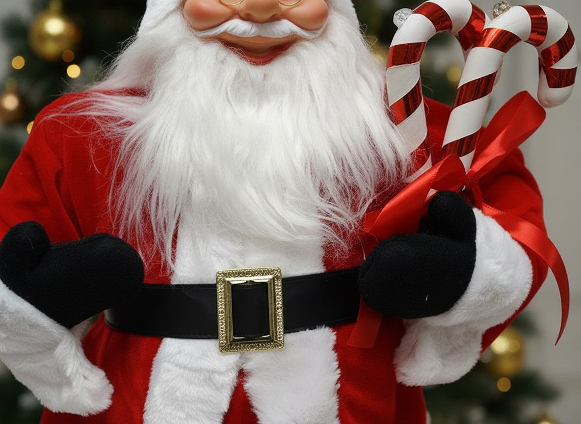 Babbo Natale 60 cm con Candy e Fiocco Decorazione Natalizia Elegante per Casa