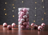 Palline di Natale Rosa Ø 6 cm Set 30 Pezzi in Box PVC Decorazioni eleganti