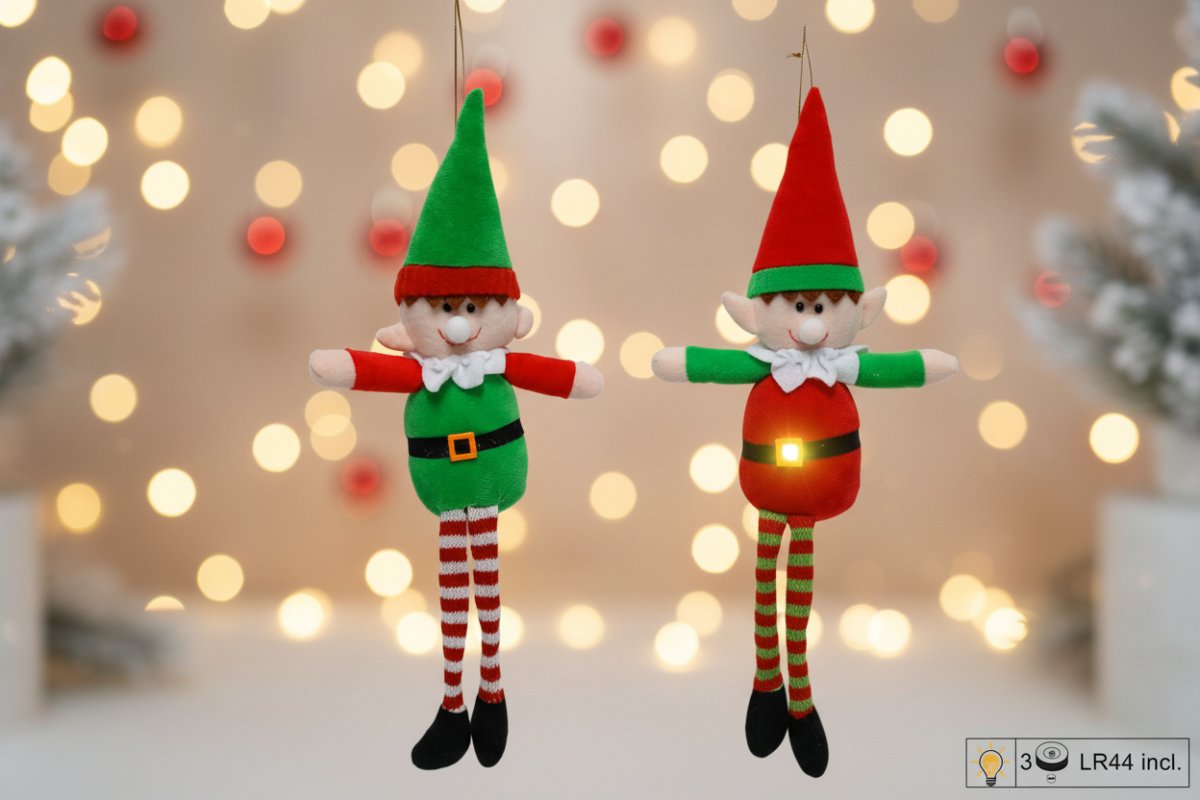 Appendino Folletto 40 cm con Luce Decorazione Natalizia  colore casuale