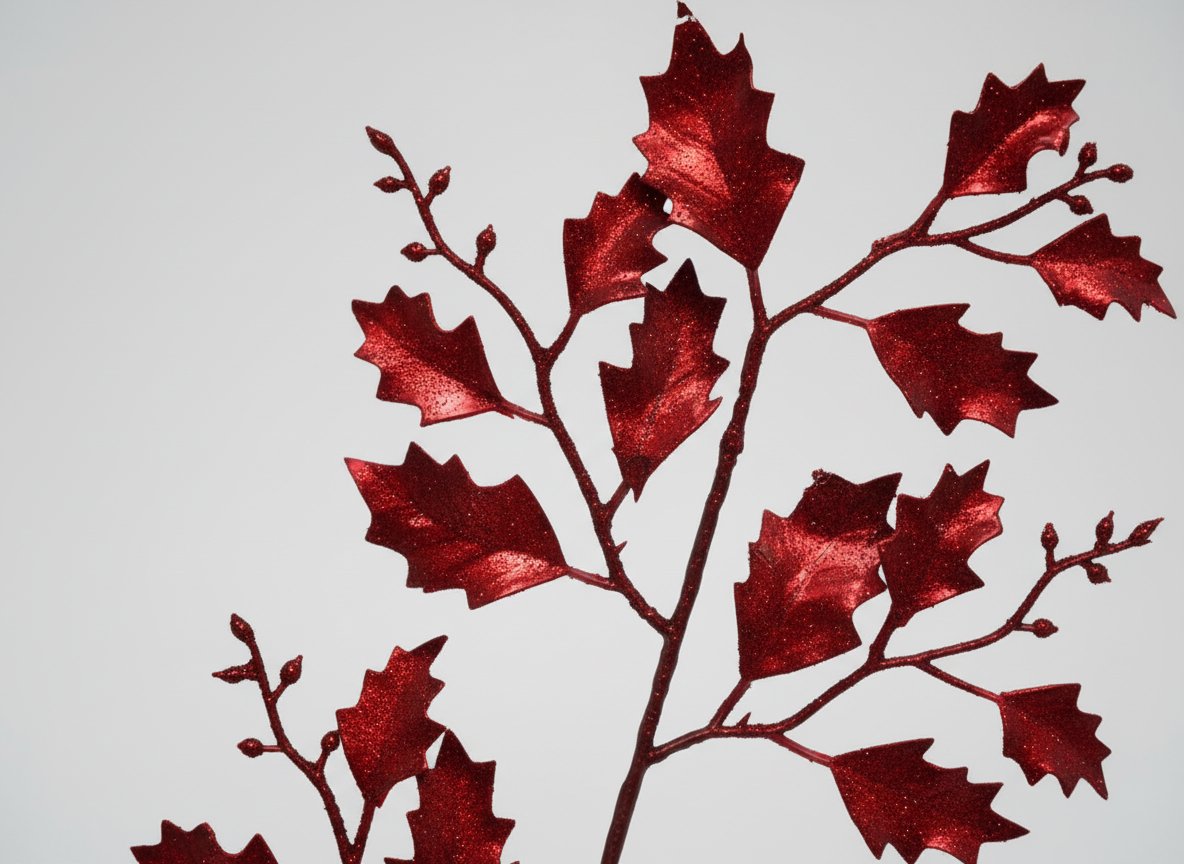 Stelo Aghifoglia Rosso 50 cm | Decorazione Natalizia Elegante per Vasi e Composi