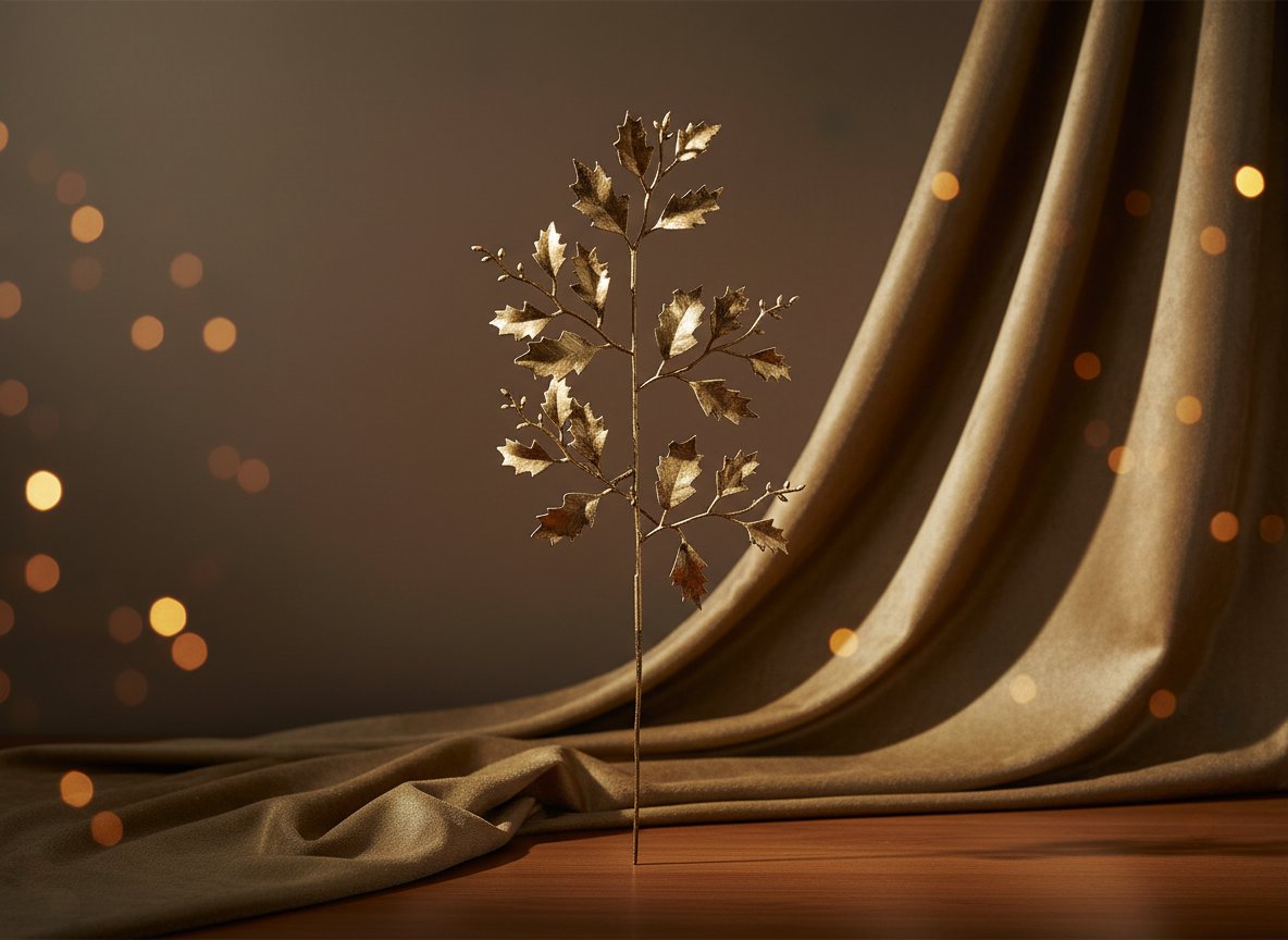 Stelo Aghifoglia Oro 50 cm Ramo Decorativo Natalizio Elegante per Vasi