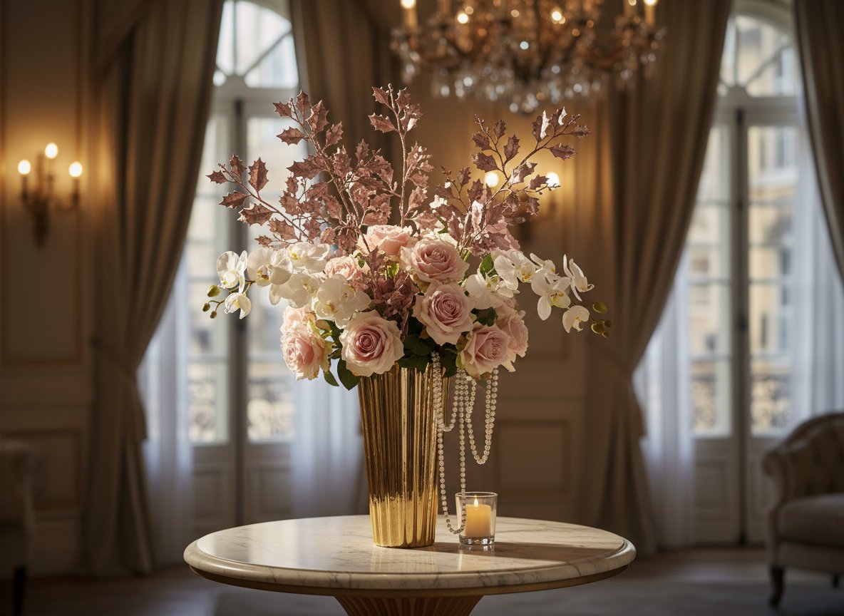 Stelo Aghifoglia Rosa 50 cm | Ramo Decorativo Natalizio Elegante per Vasi