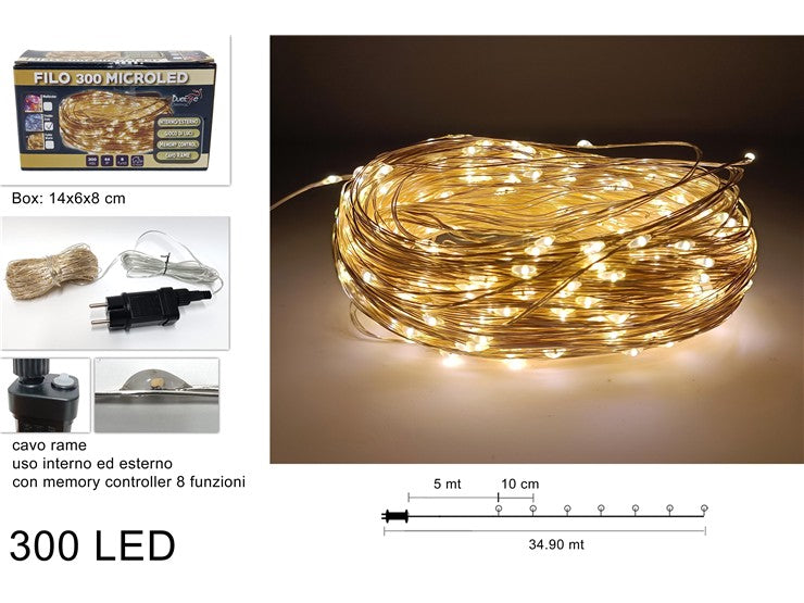 Filo 300 MicroLED Bianco  Cavo Rame e Trasformatore Luci Natalizie XNA23016911