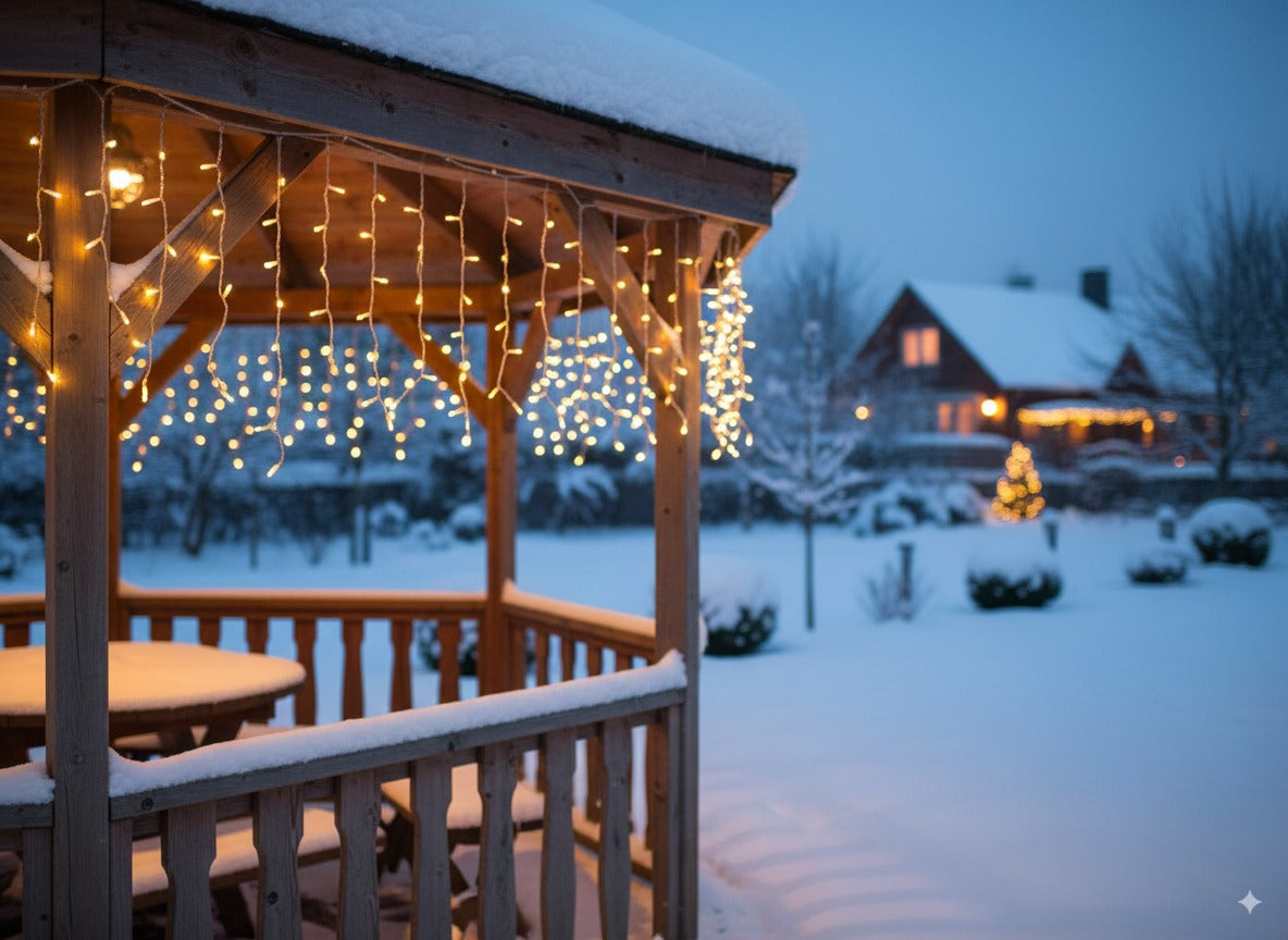 Tenda luminosa 120 LED bianco caldo 3 metri Natale ed esterni DFDIK120LED-WW-IP4