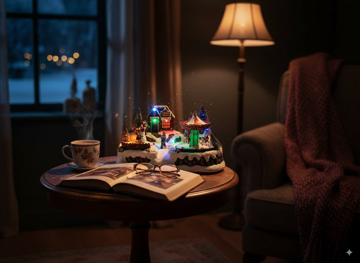 Giostrina scenario carosello natalizio con movimento, luce e musica  F23058-2