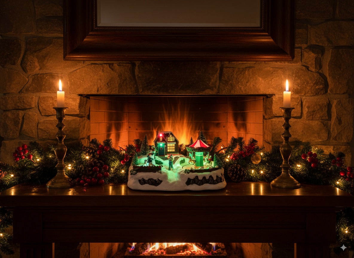 Giostrina scenario carosello natalizio con movimento, luce e musica  F23058-2